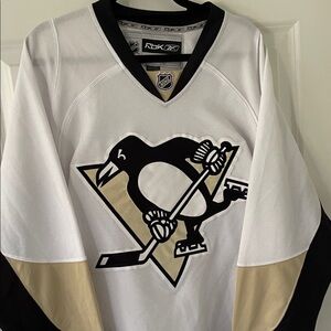 Reebok White and Black Pittsburgh Penguins Hockey Jersey